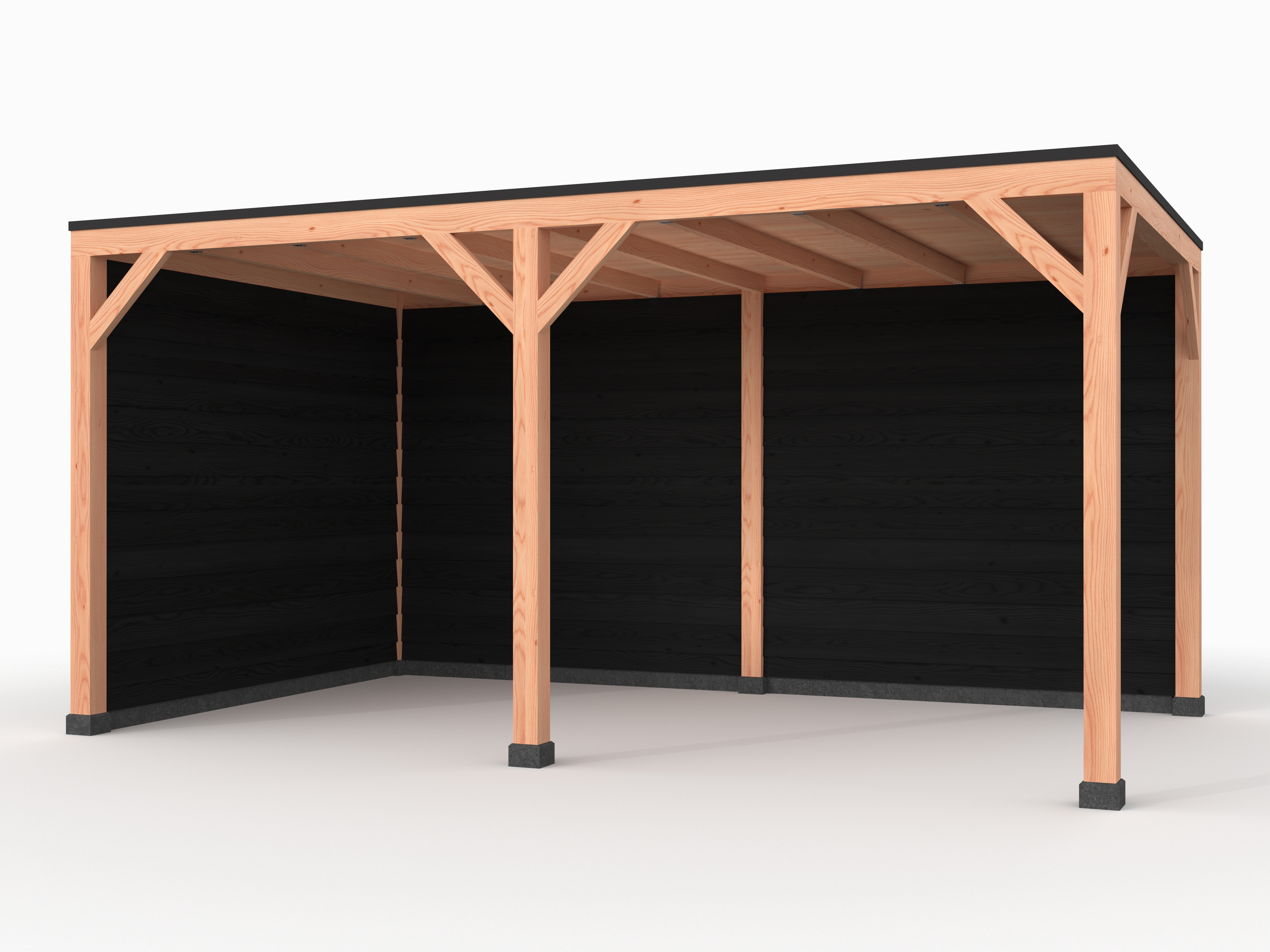 Douglas overkapping, 500 x 300, met zwarte achterwand en zijwand, Westwood Solo - Afbeelding 1